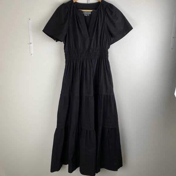 Anthropologie Somerset Maxi Dress Size SP Black Cotton Minimalist Neutral Petite - Picture 8 of 15